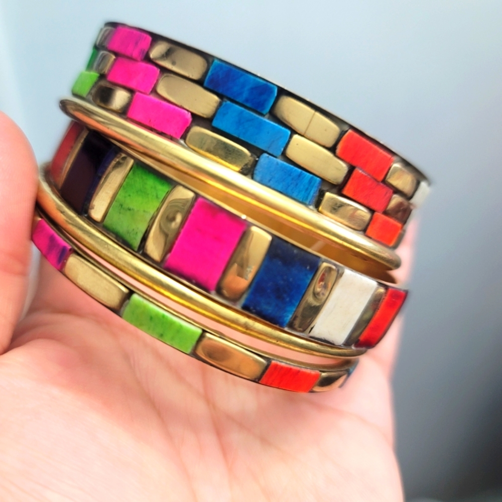Colorful enamel boho bracelet stack